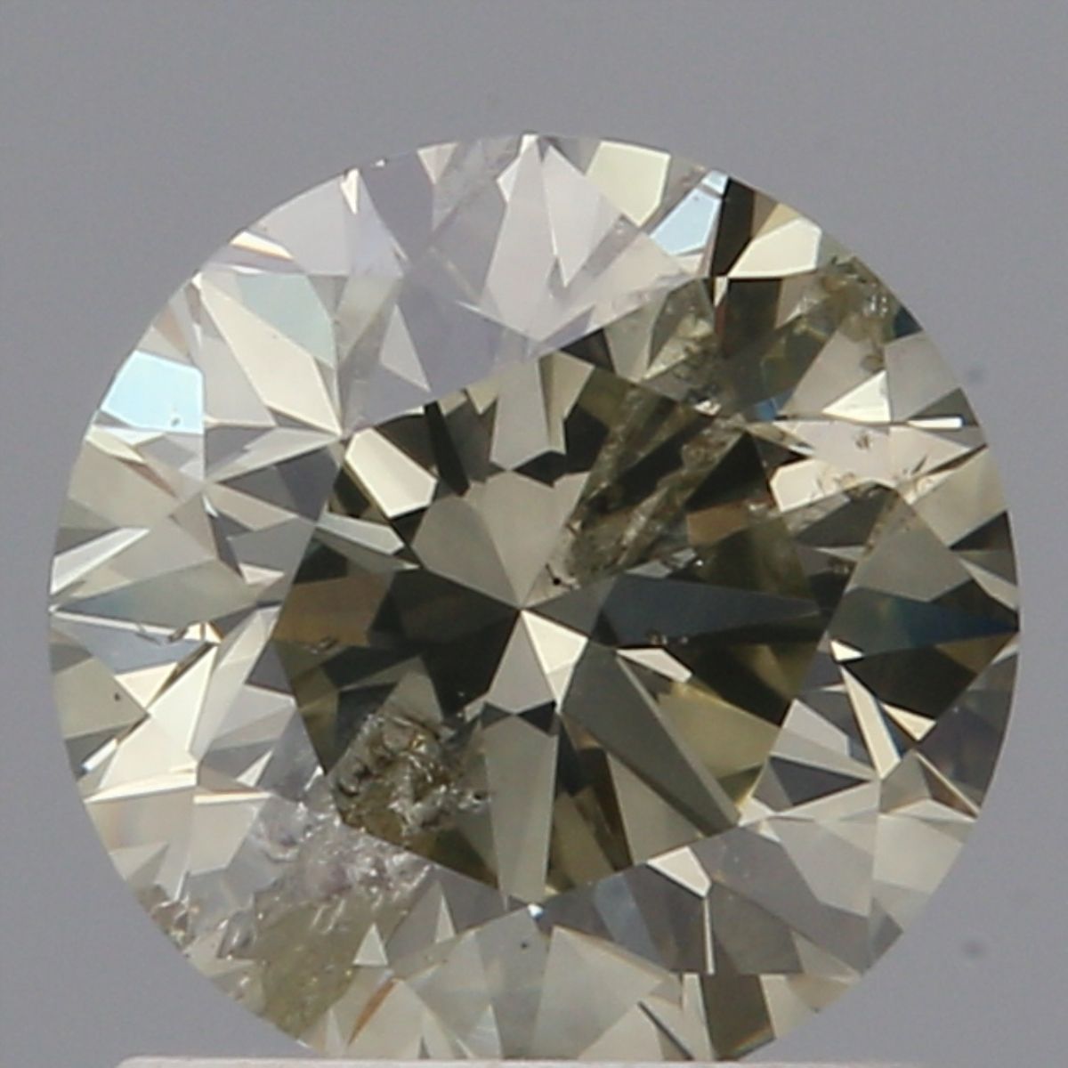 Round Fancy Grayish Yellowish Green Natural Diamond 1.07ct I2 loose diamond
