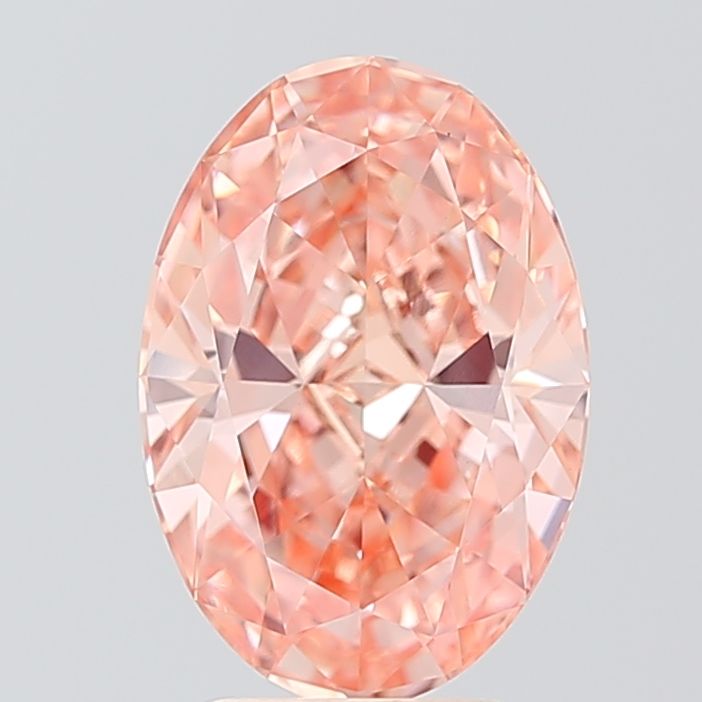 Oval Fancy Vivid Pink Orange Lab-grown Diamond 3.04ct VS1 loose diamond