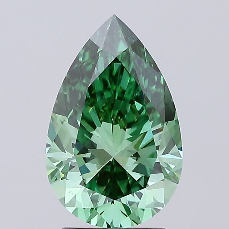 Pear Fancy Vivid Green Lab-grown Diamond 2.58ct VS1 loose diamond