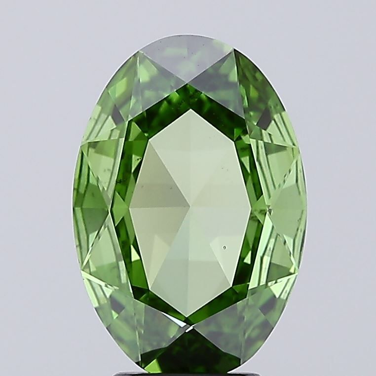 Oval Fancy Vivid Green Lab-grown Diamond 2.76ct VS2 loose diamond