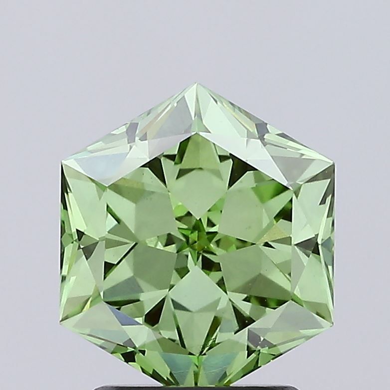 Hexagonal Fancy Vivid Green Lab-grown Diamond 2.03ct VS1 loose diamond