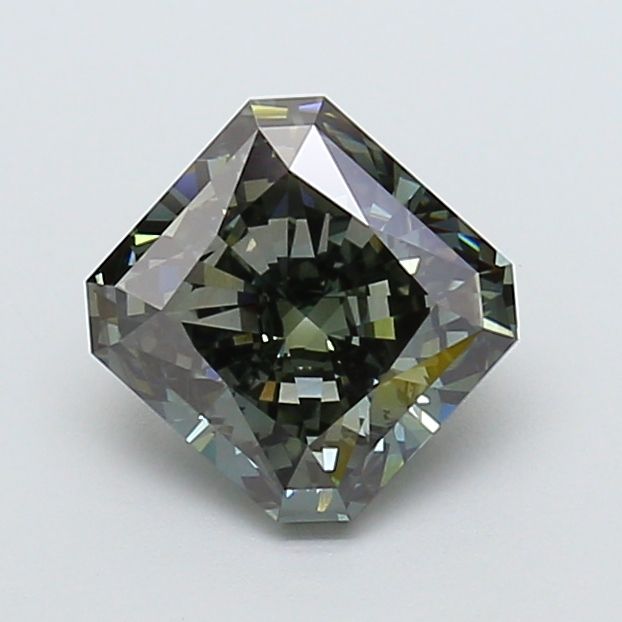 Square Radiant Fancy Deep Gray Green Lab-grown Diamond 2.52ct VS1 loose diamond