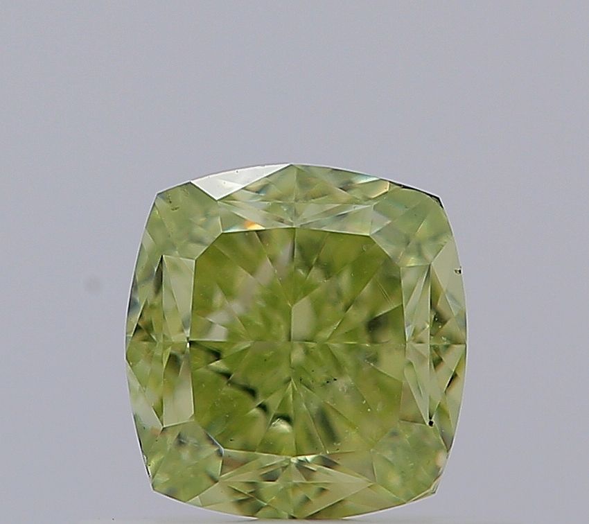 Cushion Fancy Intense Yellow Green Natural Diamond 0.68ct VS2 loose diamond
