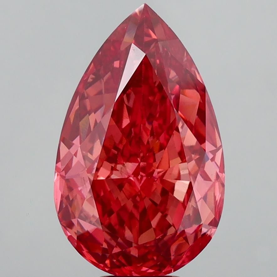 Pear Fancy Vivid Red Lab-grown Diamond 10.14ct VS2 loose diamond