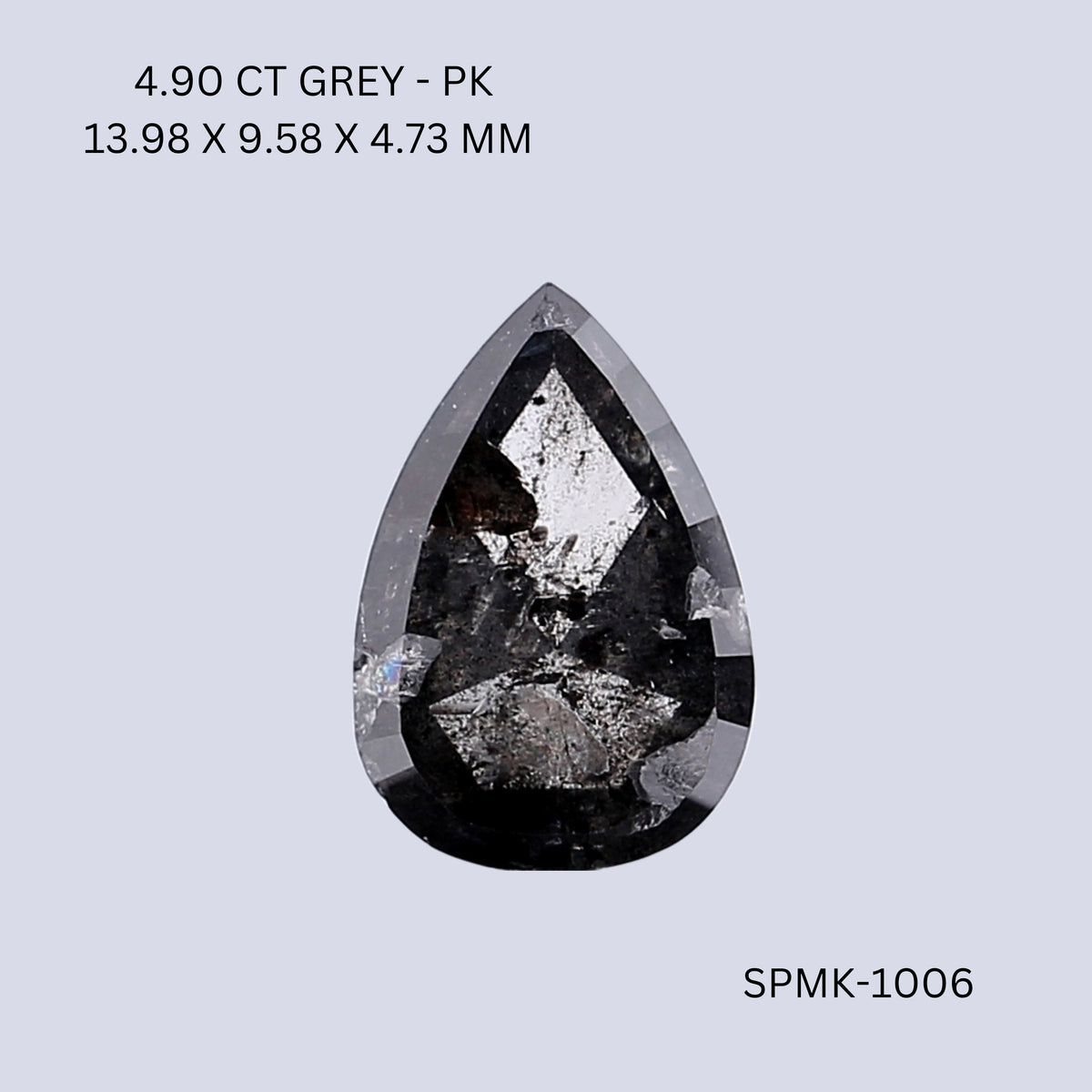 Pear Gray Natural Diamond 4.9ct I1 loose diamond