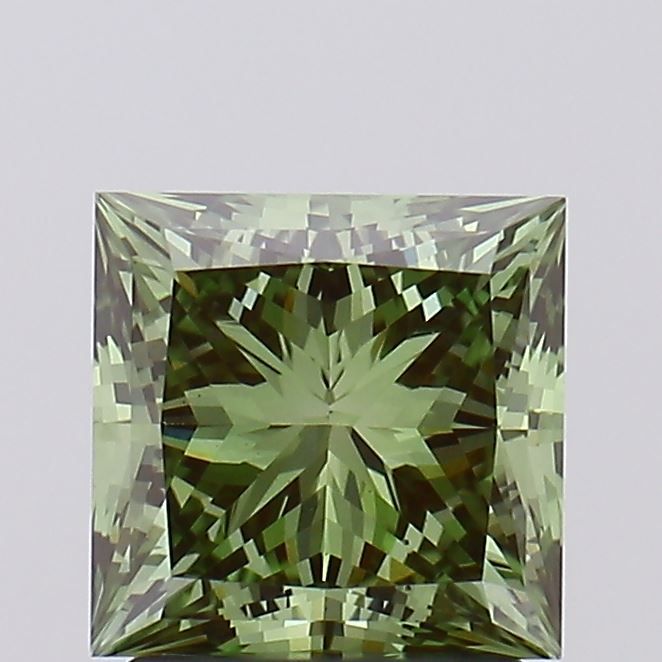 Princess Fancy Vivid Green Lab-grown Diamond 1.9ct VS1 loose diamond
