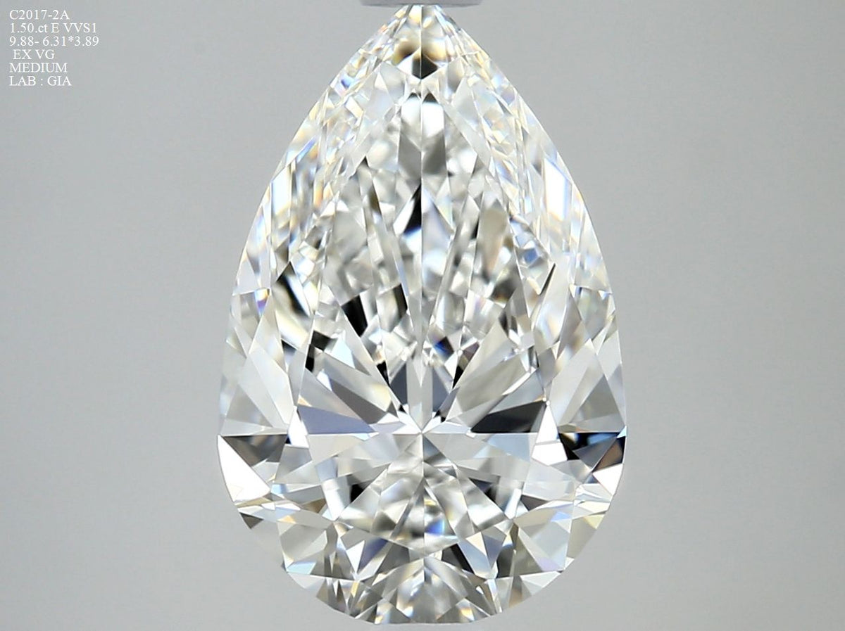Pear Natural Diamond 1.50ct E VVS1