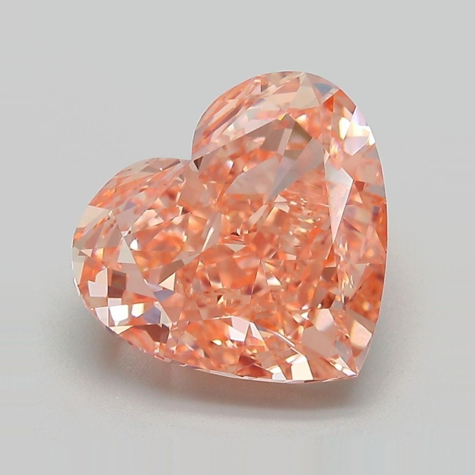 Heart Fancy Vivid Pinkish Orange Lab-grown Diamond 5.04ct VVS2 loose diamond