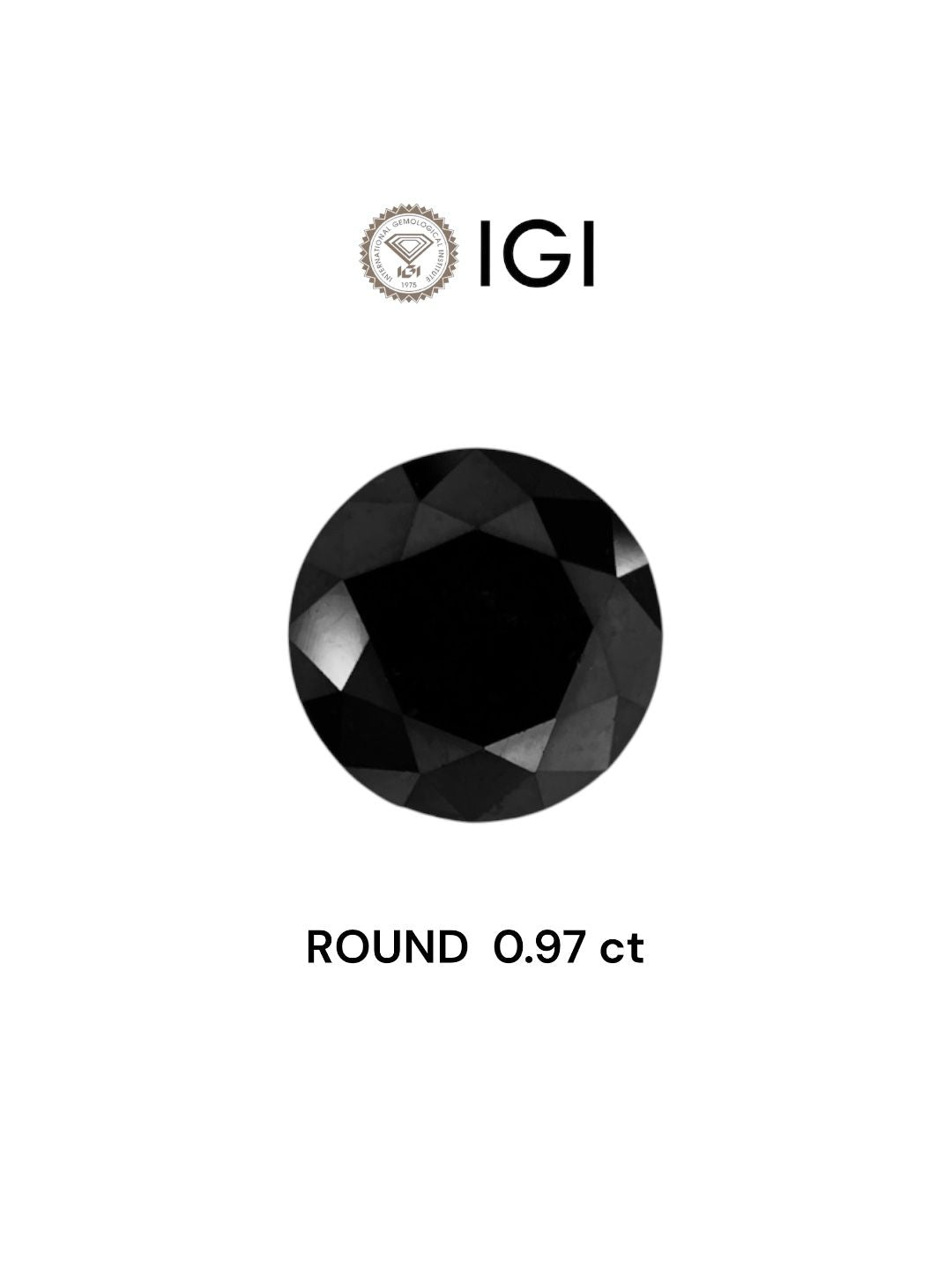 Round Black Natural Diamond 0.97ct loose diamond