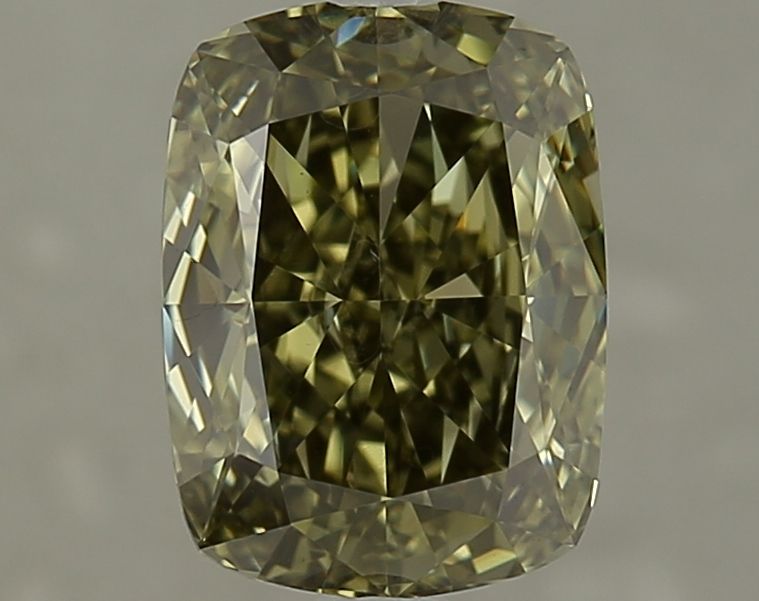 Cushion Fancy Dark Gray Yellowish Green Natural Diamond 2.53ct VS1 loose diamond