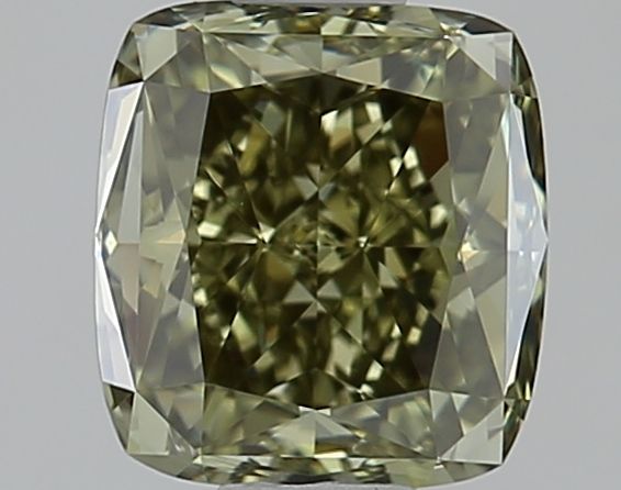 Cushion Fancy Dark Gray Yellowish Green Natural Diamond 0.93ct VVS2 loose diamond