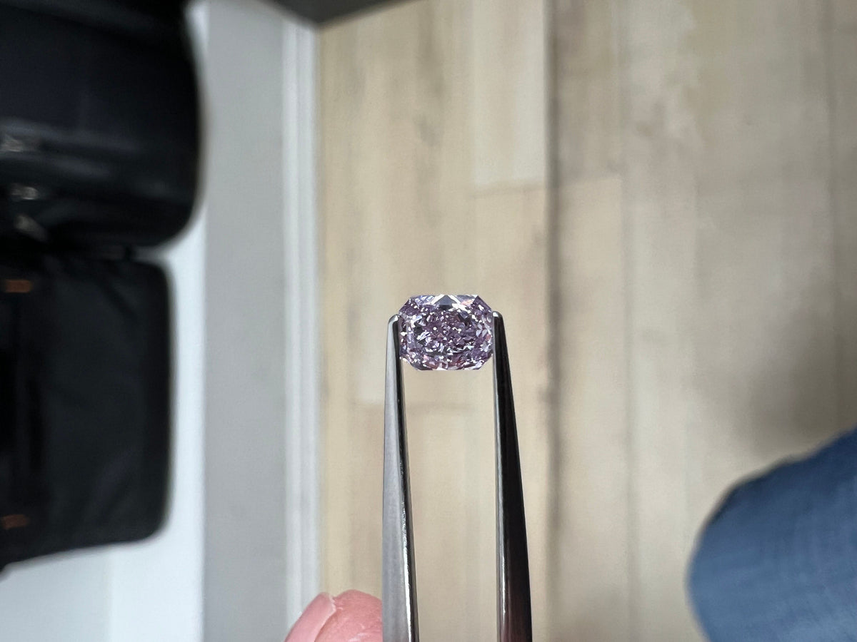 Radiant Fancy Pink Purple Natural Diamond 0.24ct SI2 loose diamond