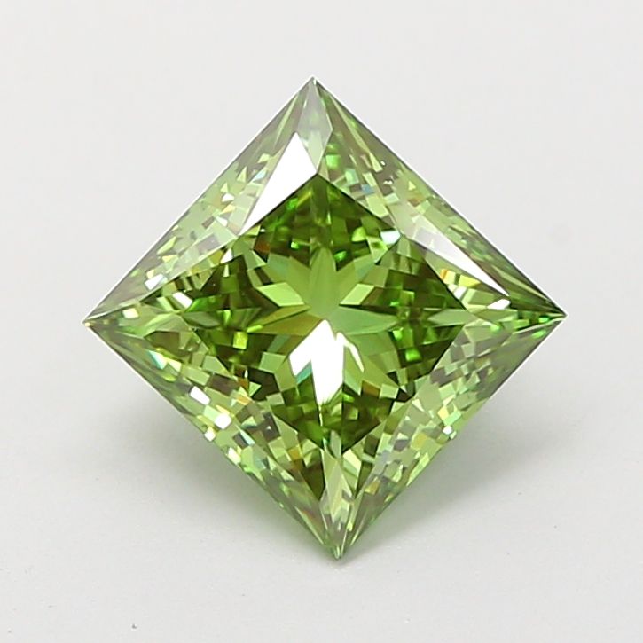 Princess Fancy Vivid Green Lab-grown Diamond 2.03ct VVS2 loose diamond