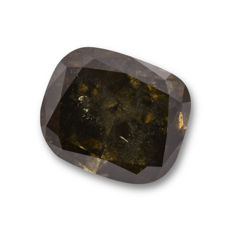 Cushion Fancy Dark Gray Yellowish Green Natural Diamond 4.06ct SI2 loose diamond