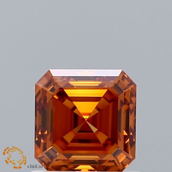 Square Emerald Fancy Vivid Orange Lab-grown Diamond 0.93ct VVS2 loose diamond