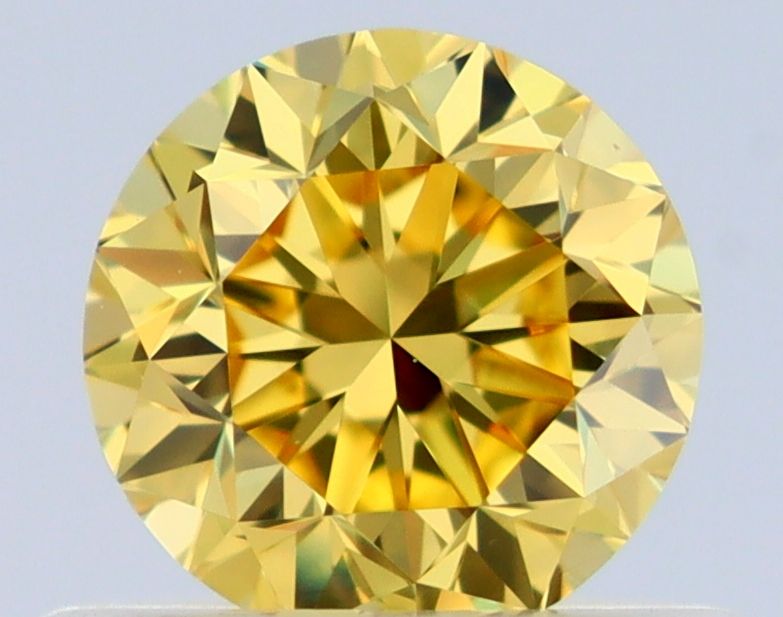 Round Fancy Intense Yellow Natural Diamond 0.54ct VS1 loose diamond