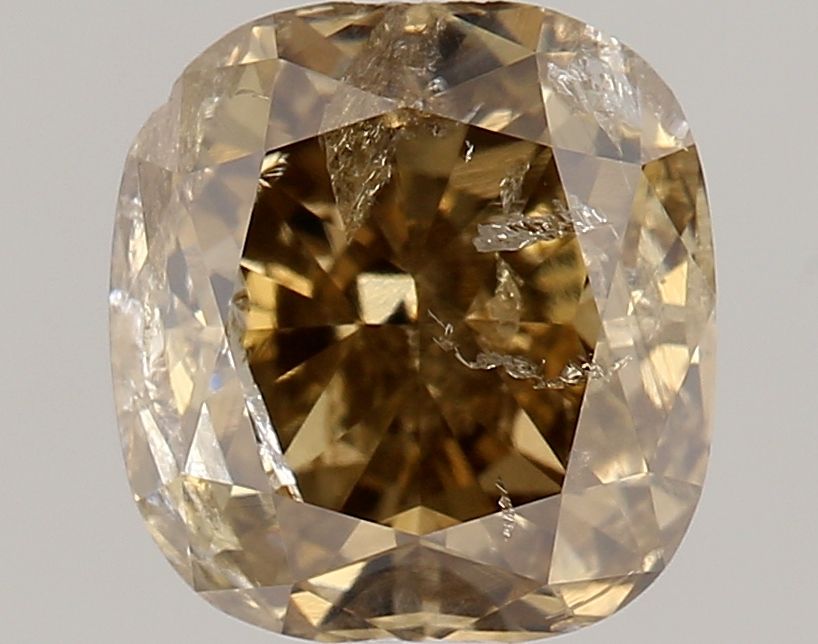 Cushion Fancy Dark Yellow Brown Natural Diamond 1.02ct I2 loose diamond