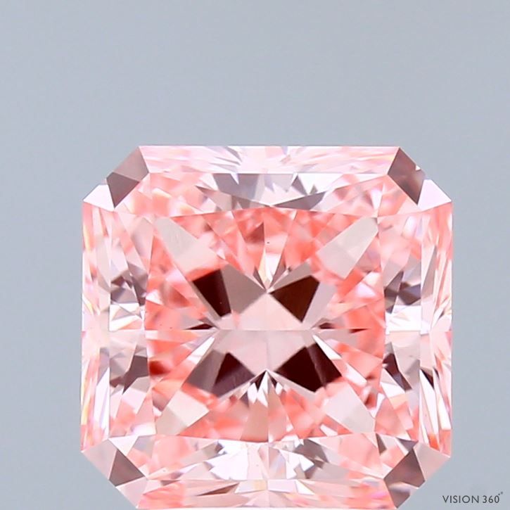 Square Radiant Fancy Vivid Pink Lab-grown Diamond 3.1ct VS1 loose diamond