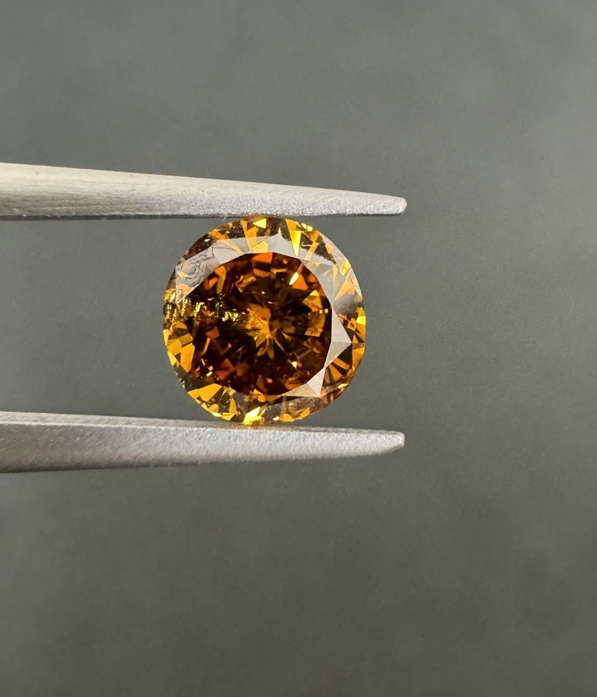 Round Fancy Deep Brown Orange Natural Diamond 1.02ct I2 loose diamond