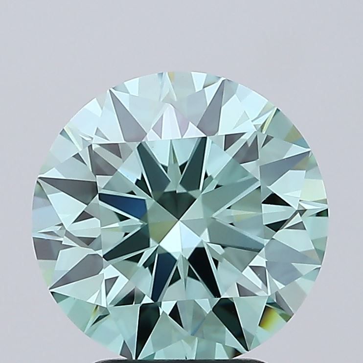 Round Fancy Vivid Green Lab-grown Diamond 2.57ct VVS2 loose diamond