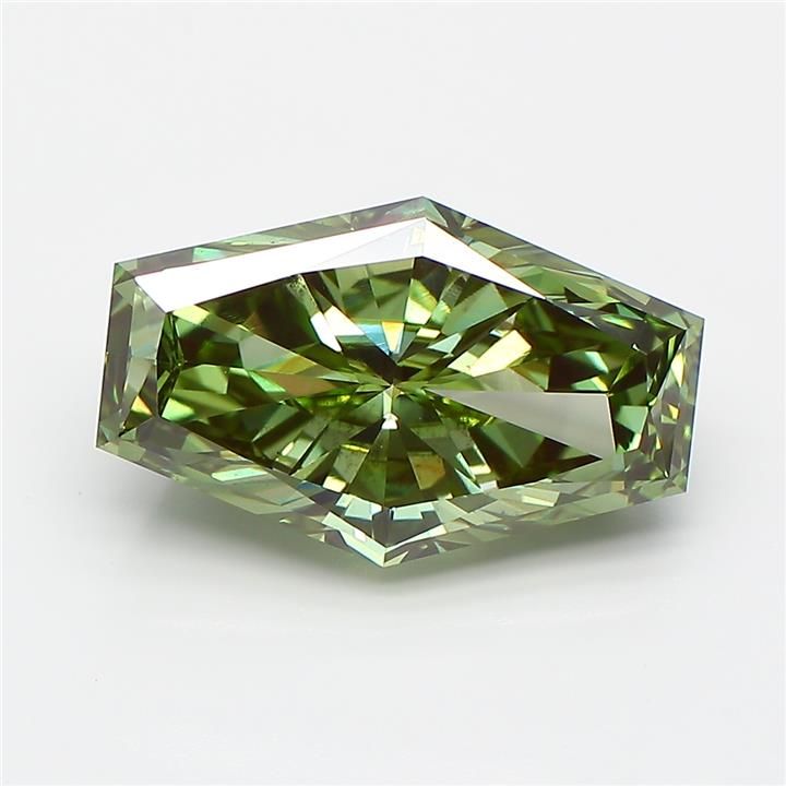 Hexagonal Fancy Vivid Green Lab-grown Diamond 4.05ct VS2 loose diamond