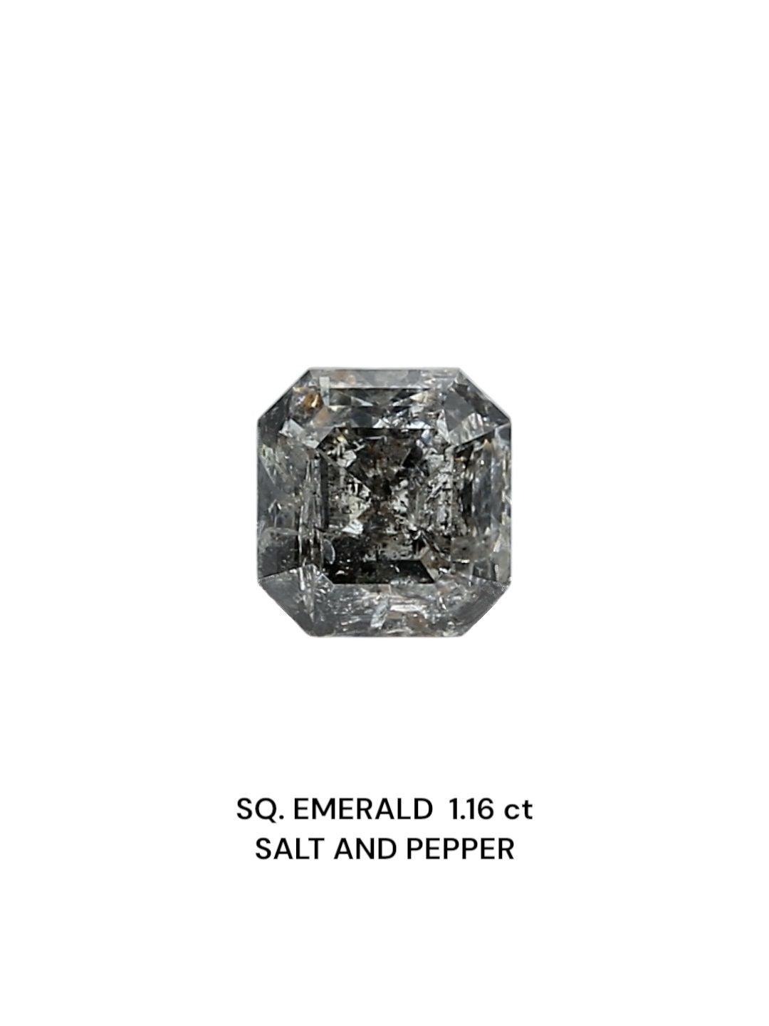 Square Emerald Salt And Pepper Natural Diamond 1.16ct loose diamond