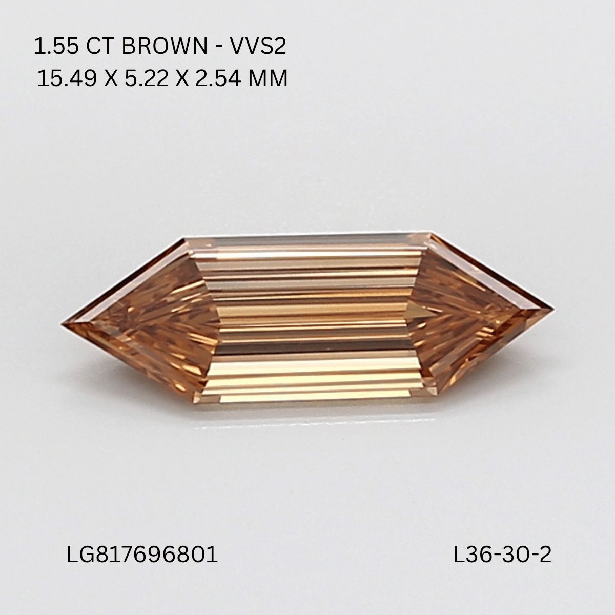 Hexagonal Fancy Brown Lab-grown Diamond 1.55ct VVS2 loose diamond