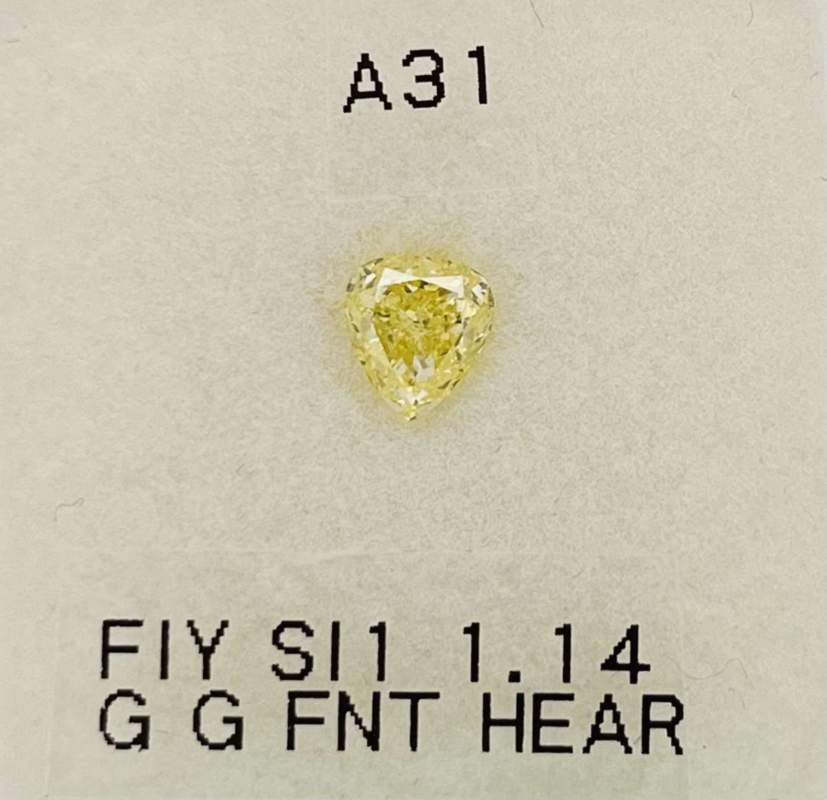 Heart Yellow Natural Diamond 1.14ct SI1 loose diamond