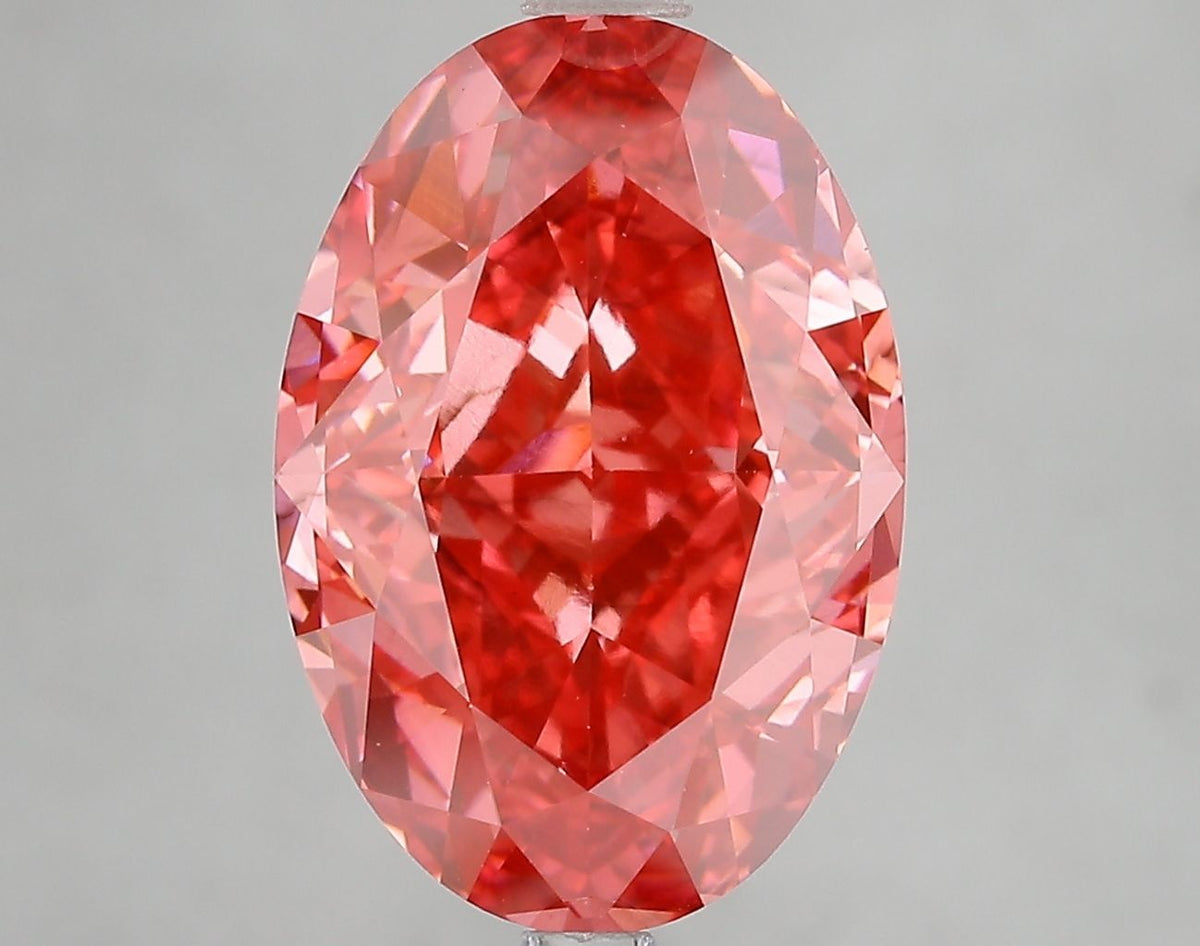 Oval Fancy Vivid Red Lab-grown Diamond 7.53ct SI1 loose diamond