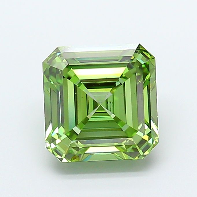 Asscher Fancy Vivid Green Lab-grown Diamond 4.54ct VS1 loose diamond