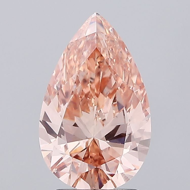 Pear Fancy Pink Brown Lab-grown Diamond 2.52ct VS2 loose diamond
