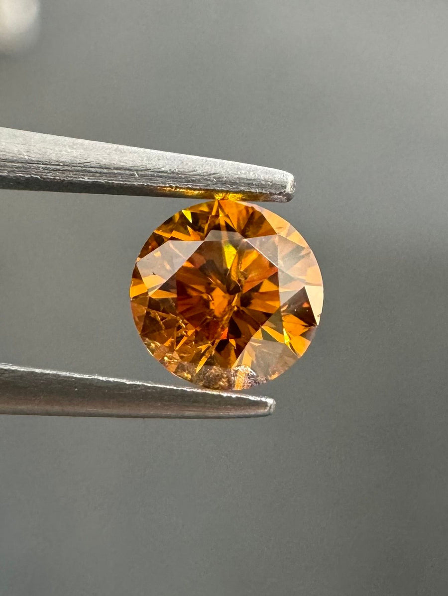 Round Fancy Deep Yellowish Orange Natural Diamond 0.4ct I2 loose diamond