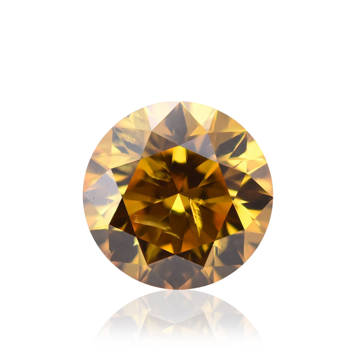 Round Fancy Vivid Yellow Orange Natural Diamond 0.54ct I1 loose diamond
