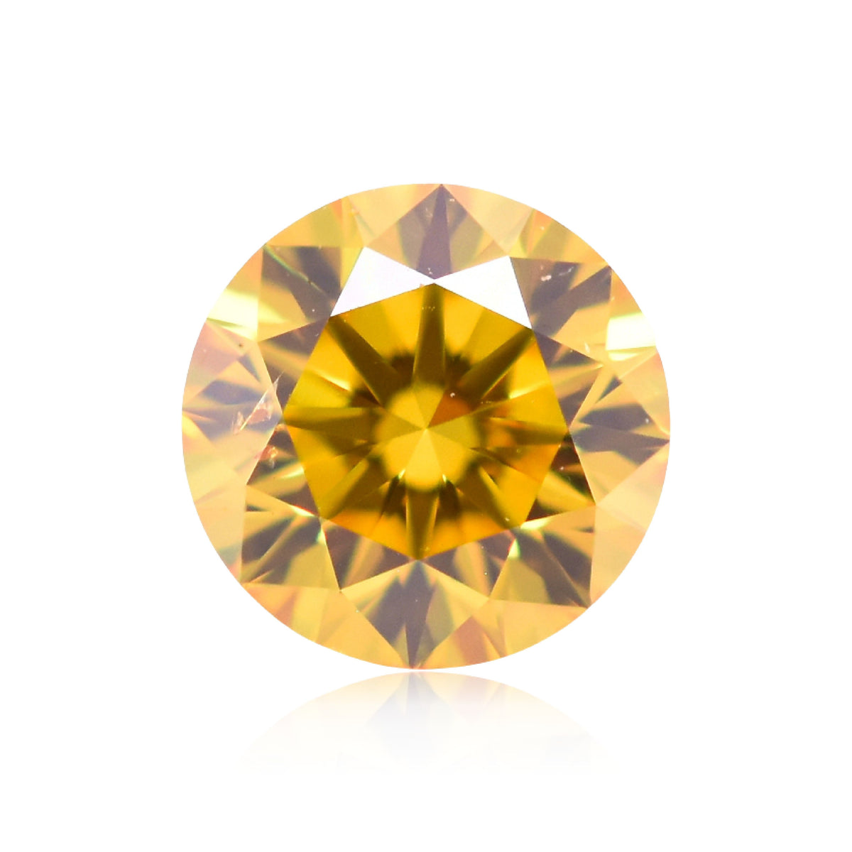 Round Fancy Vivid Orangey Yellow Natural Diamond 0.3ct SI1 loose diamond