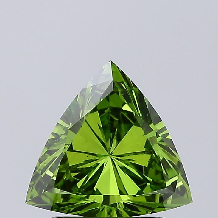 Triangular Fancy Vivid Green Lab-grown Diamond 1.33ct VS1 loose diamond