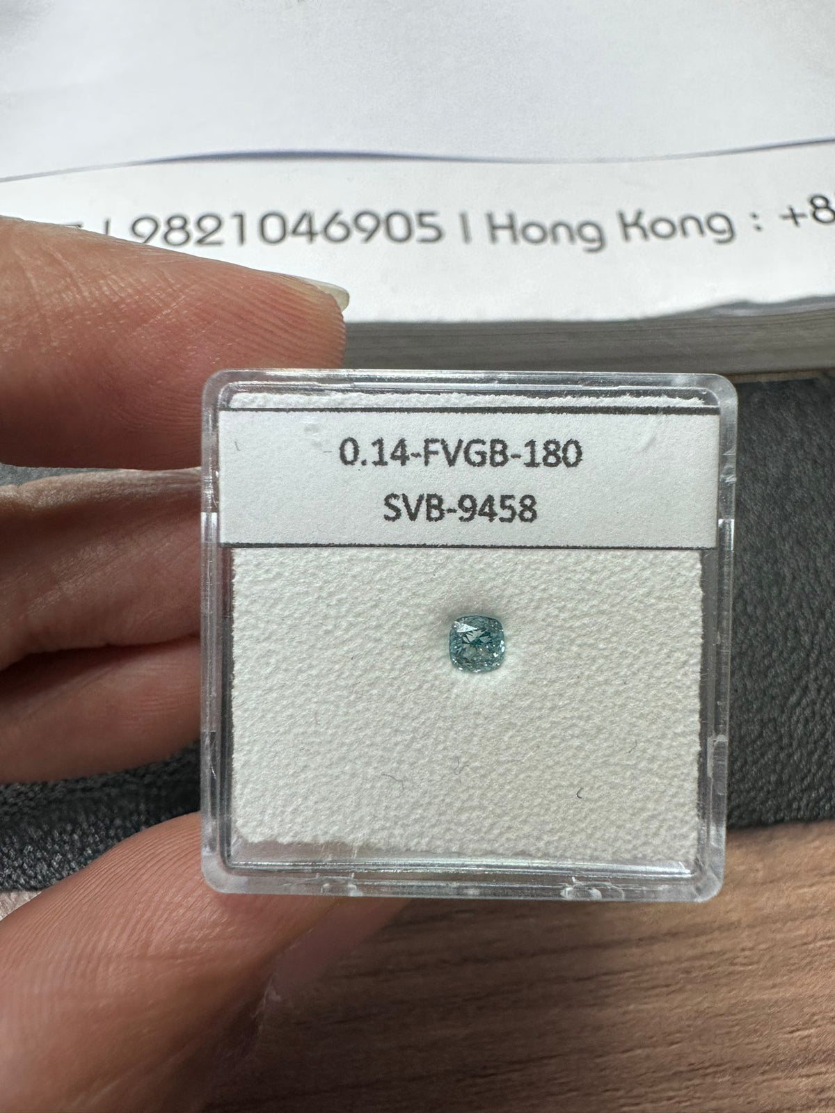 Cushion Fancy Vivid Green Blue Natural Diamond 0.14ct loose diamond