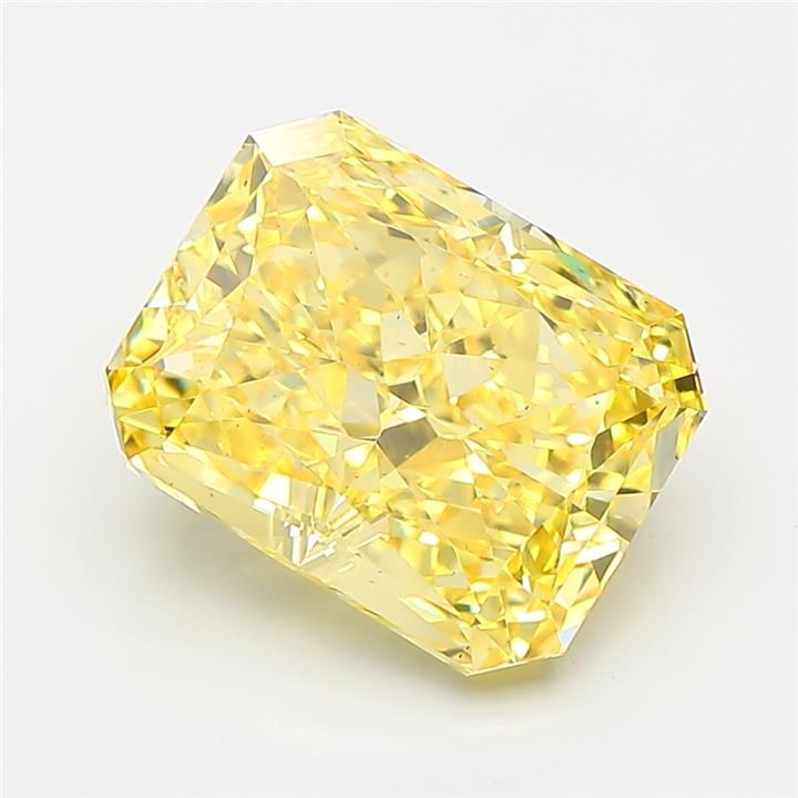 Radiant Fancy Vivid Yellow Lab-grown Diamond 3.72ct VS2 loose diamond