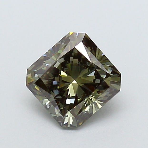 Square Radiant Fancy Deep Greenish Gray Lab-grown Diamond 2.08ct VS1 loose diamond