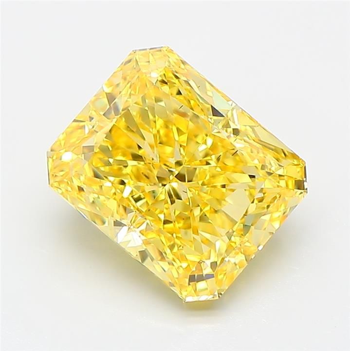 Square Radiant Fancy Vivid Yellow Lab-grown Diamond 3.52ct VS2 loose diamond