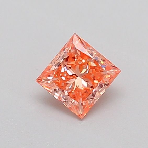 Princess Fancy Vivid Pinkish Orange Lab-grown Diamond 0.34ct VS1 loose diamond