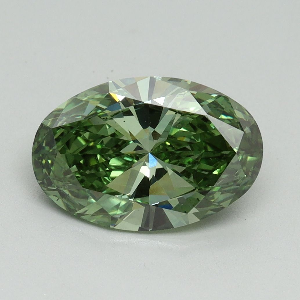 Oval Fancy Vivid Green Lab-grown Diamond 2ct VS1 loose diamond