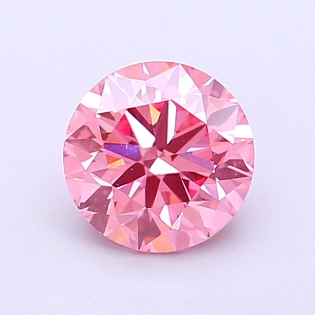 Round Fancy Vivid Orangey Pink Lab-grown Diamond 0.48ct SI2 loose diamond