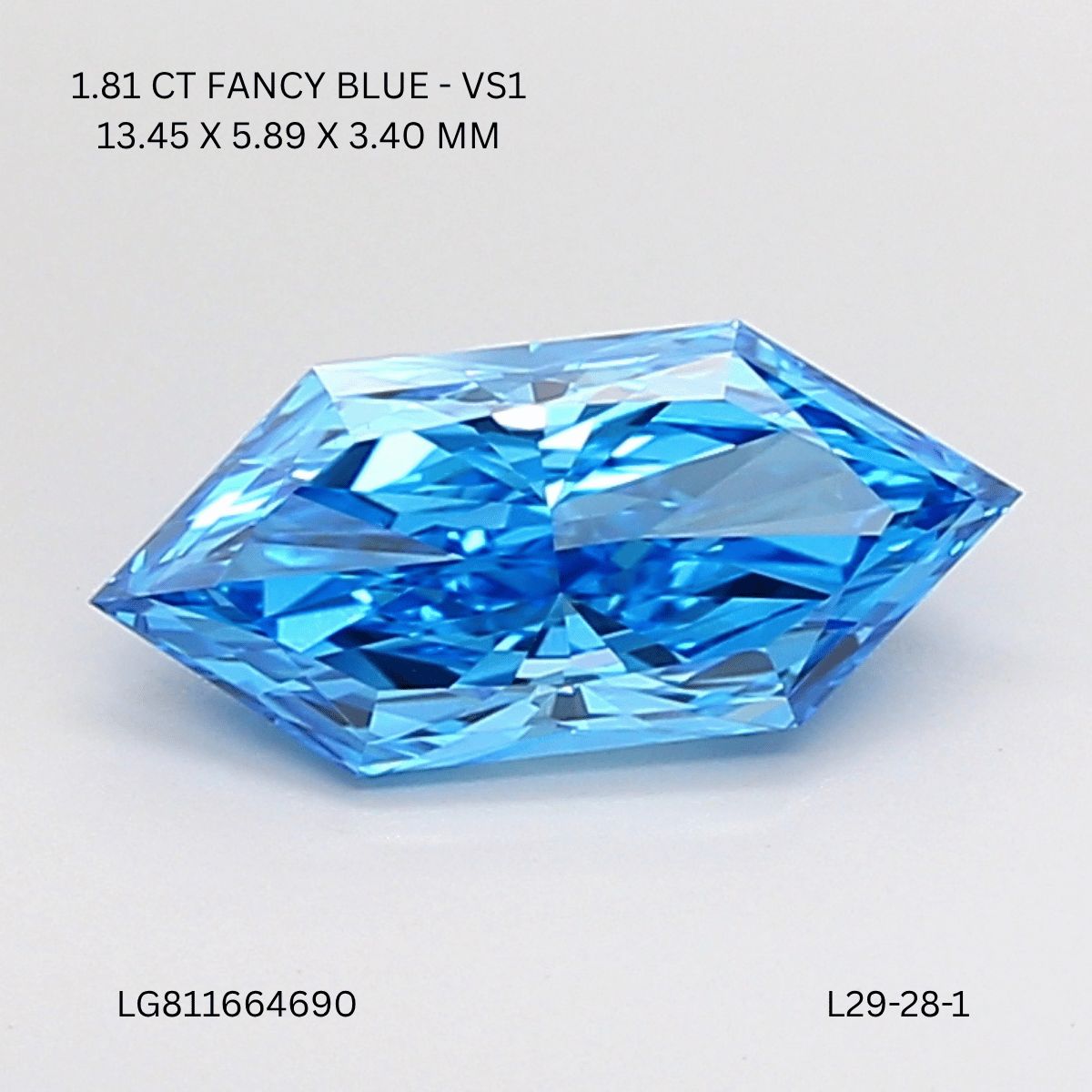 Hexagonal Fancy Vivid Blue Lab-grown Diamond 1.81ct VS1 loose diamond
