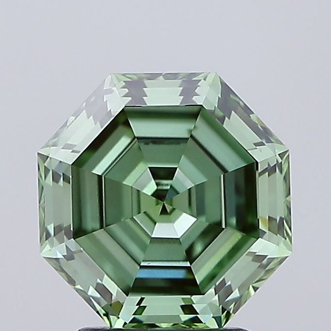 Octagonal Fancy Vivid Green Lab-grown Diamond 2.42ct VVS2 loose diamond