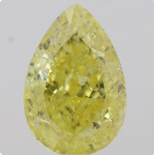 Pear Fancy Intense Yellow Natural Diamond 2.12ct I2 loose diamond
