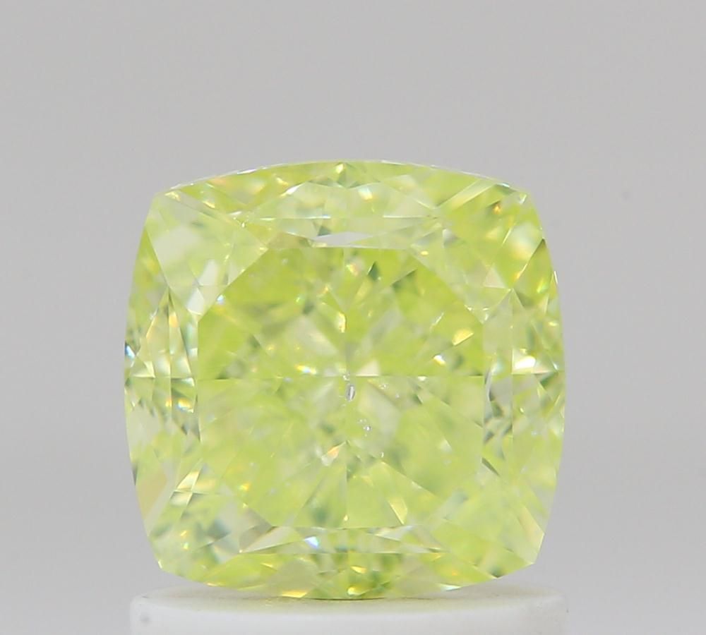 Cushion Fancy Intense Yellow Green Natural Diamond 1.52ct SI1 loose diamond