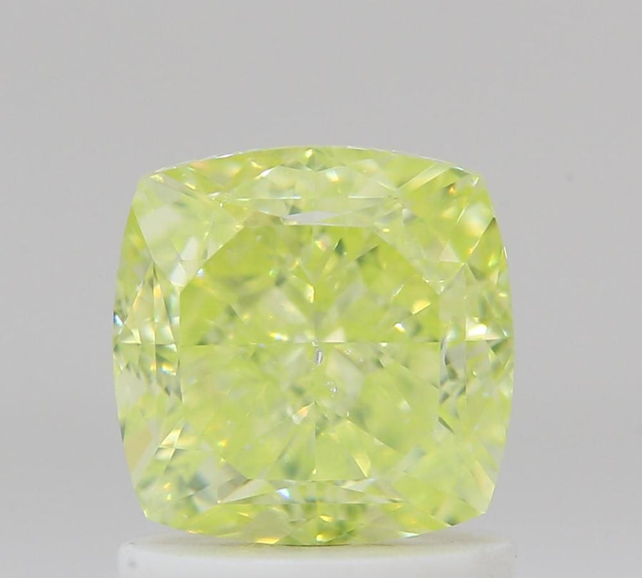 Cushion Fancy Intense Yellow Green Natural Diamond 1.52ct SI1 loose diamond