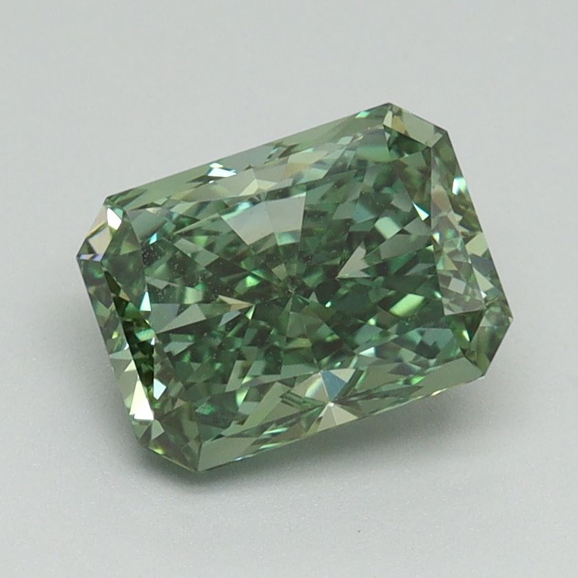Radiant Fancy Vivid Green Lab-grown Diamond 1.68ct VS2 loose diamond