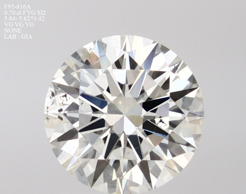 Round Faint Yellow Green Natural Diamond 0.7ct SI2 loose diamond