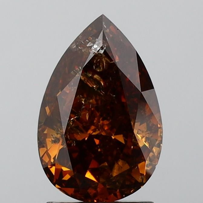 Pear Fancy Deep Orange Brown Natural Diamond 2.01ct I2 loose diamond